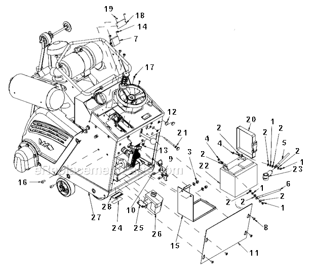 Page B Diagram and Parts List for MK-2020HSP  MK Diamond Concrete Saw